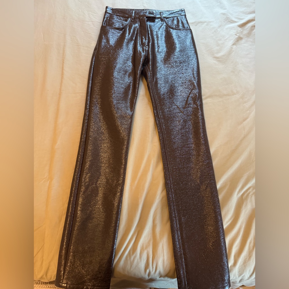 COURREGES VINYL TROUSERS- Brown